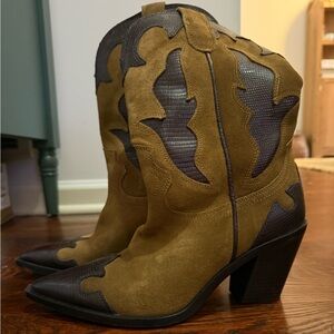 Brown Western-Style Ankle Boots